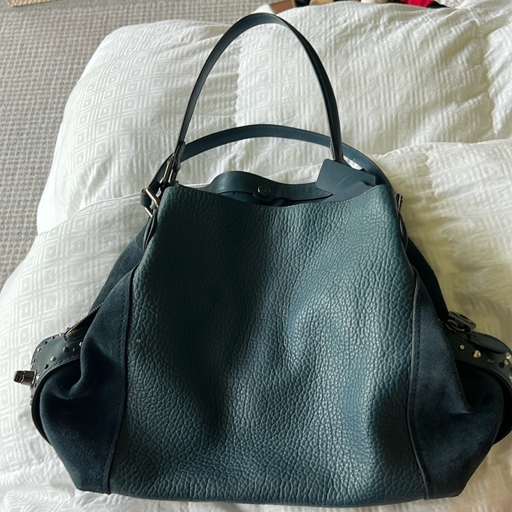 Coach Edie 42 Teal Shoulder Bag with star charms